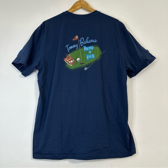 Tommy Bahama 100% Cotton Bump and Run Deep Blue Short Sleeve Tee - Picture 3 of 11